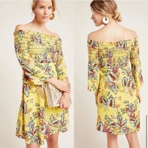 Floral Off-Shoulder Yellow Dress